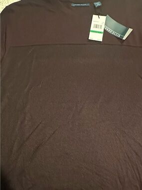 Perry Ellis Dark Maroon Ribbed Crewneck Tee